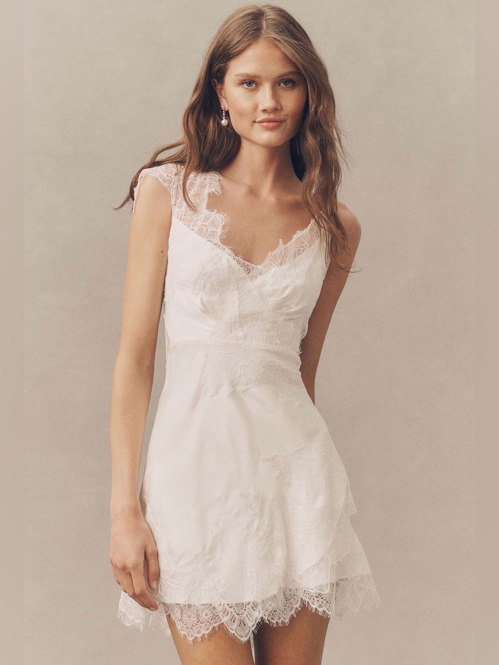 BHLDN • ANTHROPOLOGIE Lace Wrap V-Neck Mini Dress